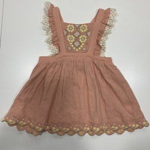 LOUISE MISHA GIRL PINK ALL COTTON EMBROIDERED SLEEVELESS DRESS